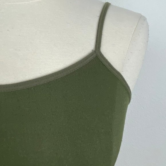 Colorful Army Green Tank Top Seamless Basic Nylon Top One Size w Stretch Sm-Med - Picture 3 of 8